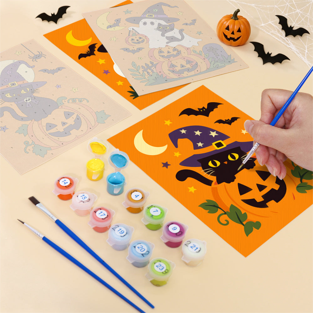 Witch Hat Ghosts and Cats mini paint by numbers – image 12