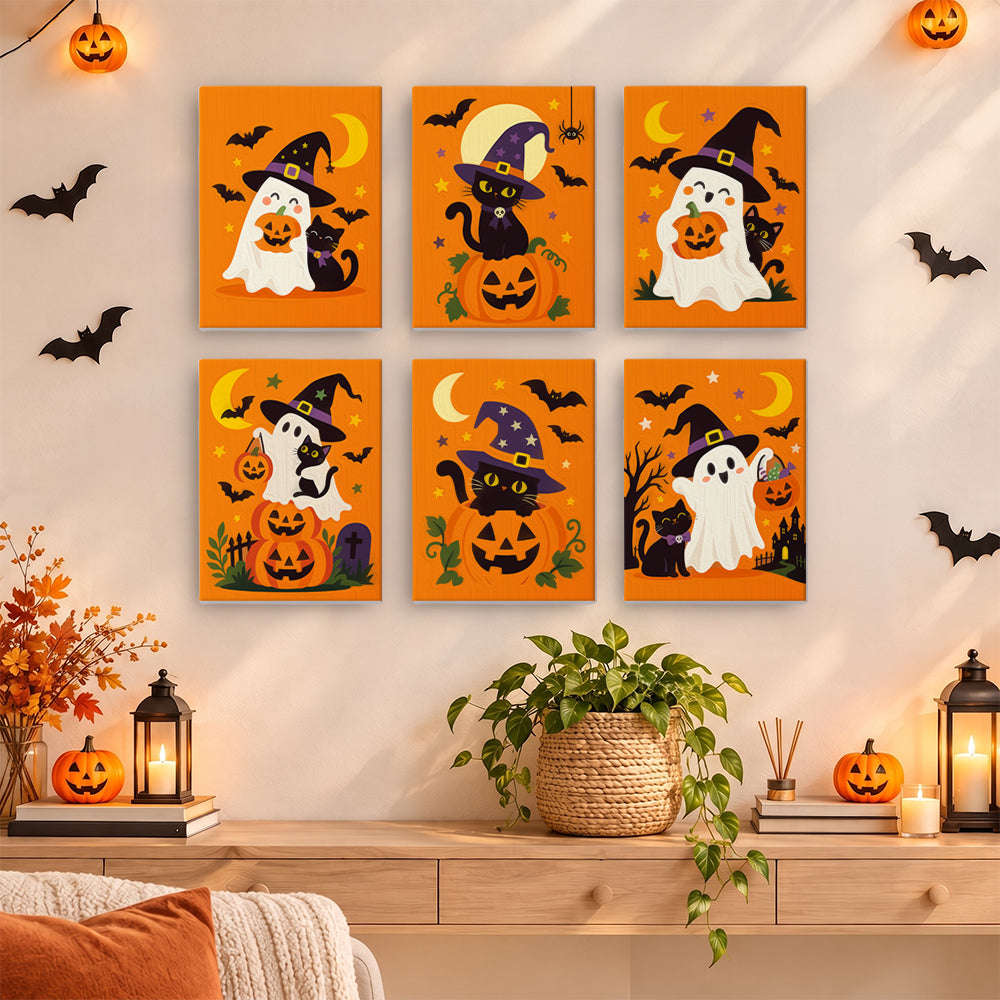 Witch Hat Ghosts and Cats mini paint by numbers – image 14