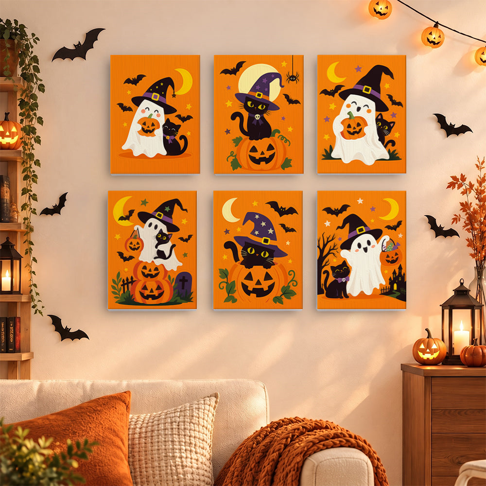 Witch Hat Ghosts and Cats mini paint by numbers – image 15