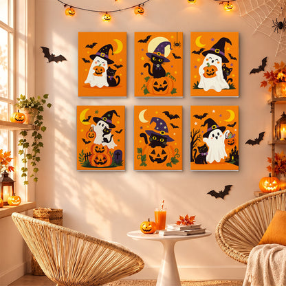 Witch Hat Ghosts and Cats mini paint by numbers – image 16