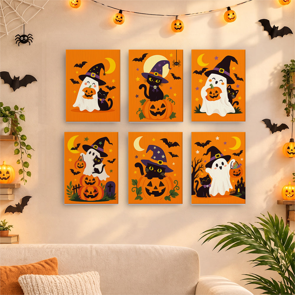 Witch Hat Ghosts and Cats mini paint by numbers – image 17