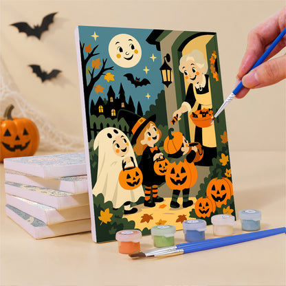 Smiling Moon Trick-or-Treaters mini paint by numbers – image 3