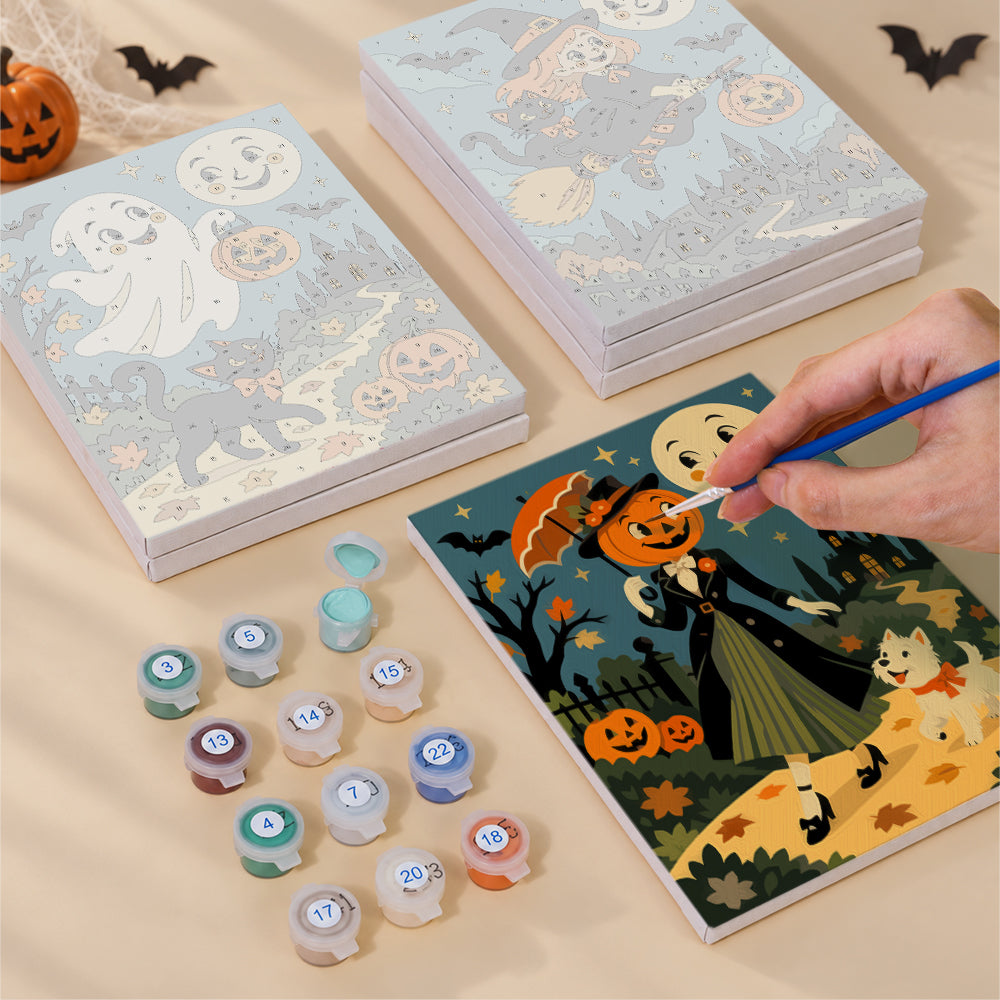 Smiling Moon Trick-or-Treaters mini paint by numbers – image 4