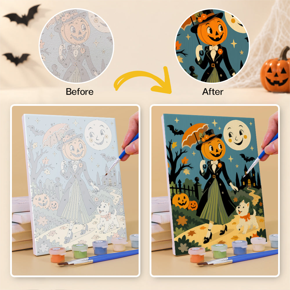 Smiling Moon Trick-or-Treaters mini paint by numbers – image 10
