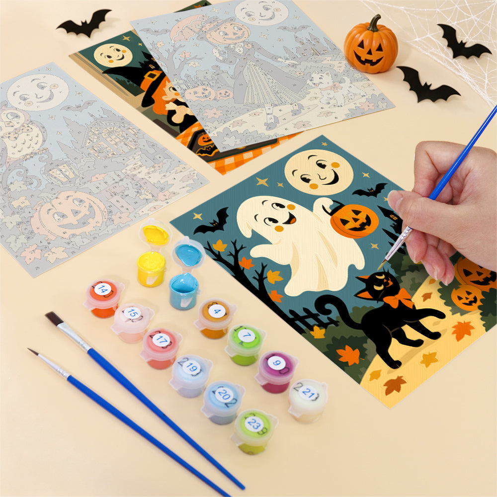 Smiling Moon Trick-or-Treaters mini paint by numbers – image 12