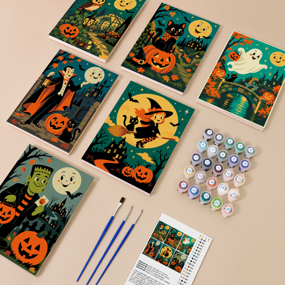 Vampire and Green Monster Night mini paint by numbers – image 1