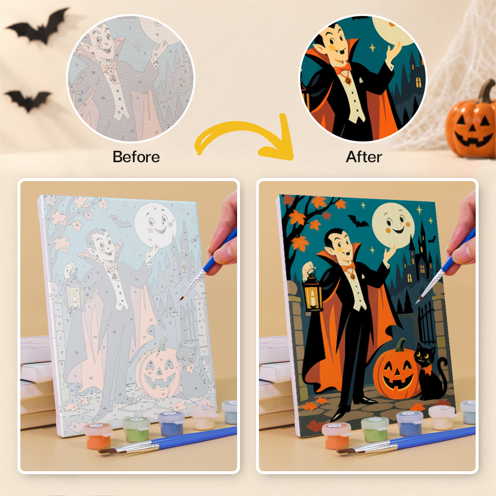 Vampire and Green Monster Night mini paint by numbers – image 10