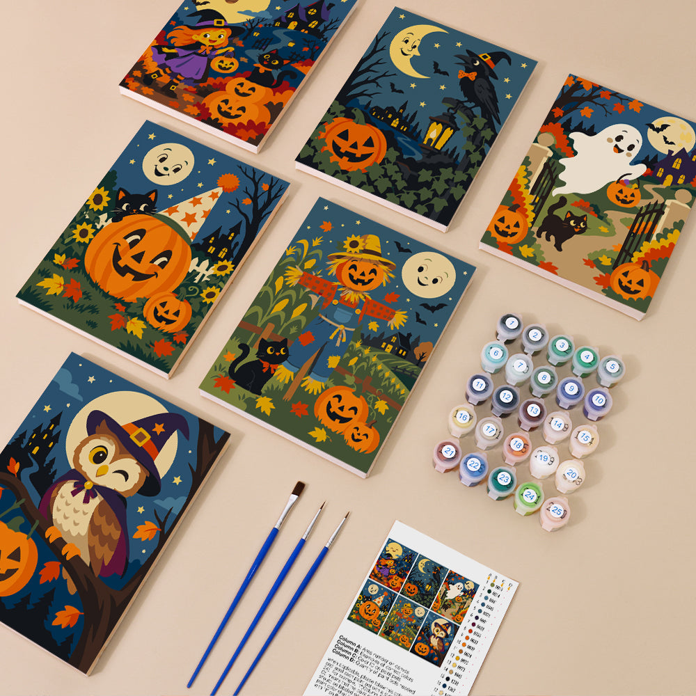 Halloween Night Characters mini paint by numbers – image 1