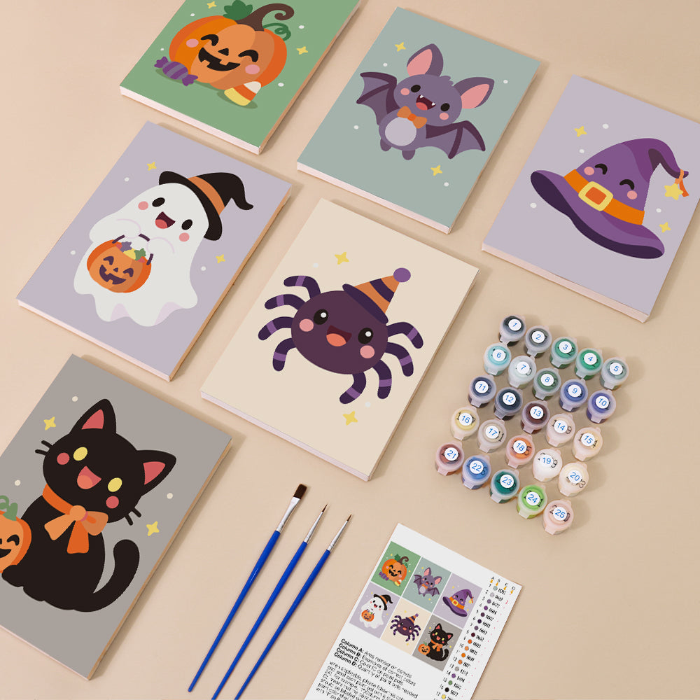 Party Hat Spider and Bat mini paint by numbers – image 1