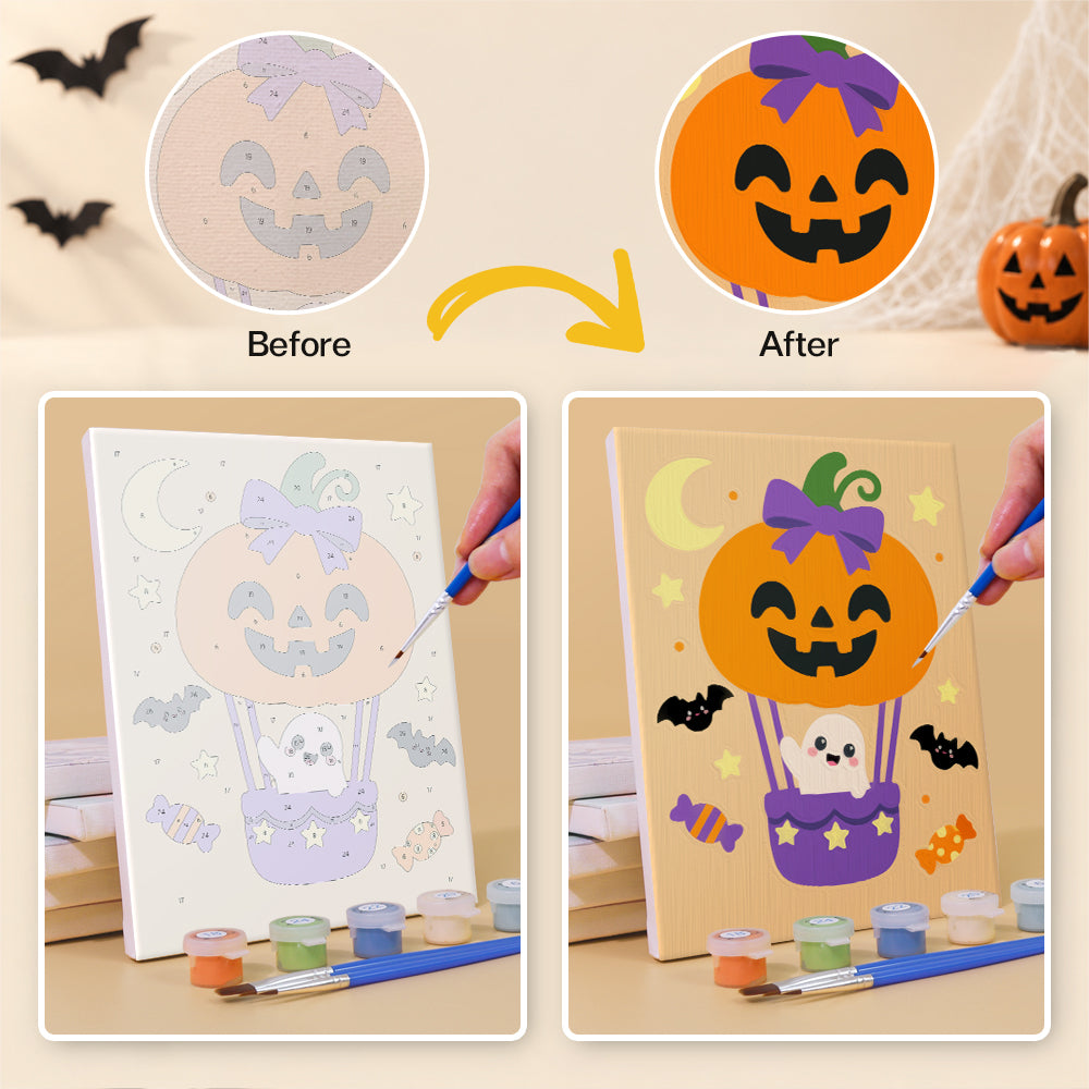 Pumpkin Balloon Ghost Rides mini paint by numbers – image 10