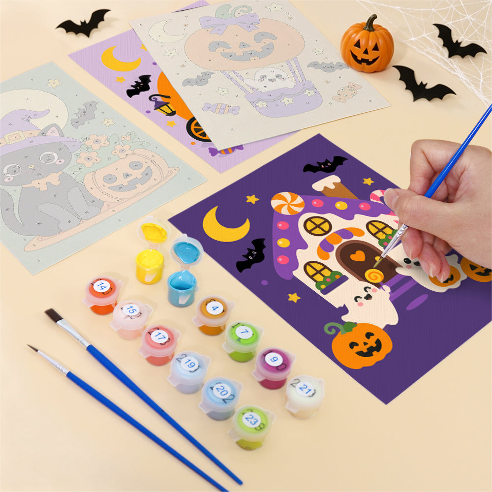 Pumpkin Balloon Ghost Rides mini paint by numbers – image 12