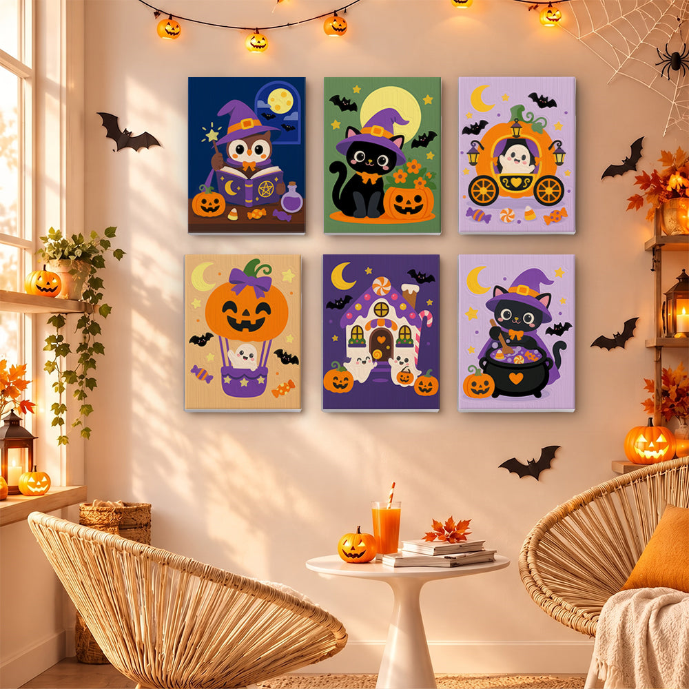 Pumpkin Balloon Ghost Rides mini paint by numbers – image 16