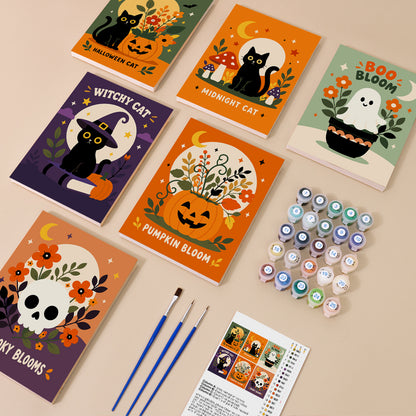 Skull and Pumpkin Spooky Blooms mini paint by numbers – image 1