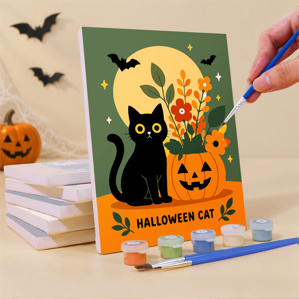 Skull and Pumpkin Spooky Blooms mini paint by numbers – image 3