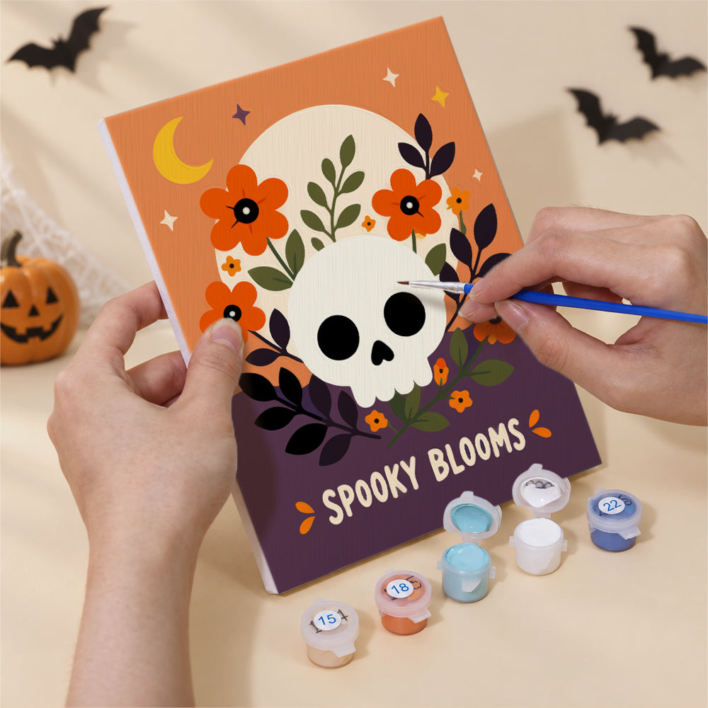 Skull and Pumpkin Spooky Blooms mini paint by numbers – image 5