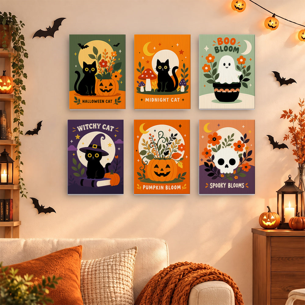 Skull and Pumpkin Spooky Blooms mini paint by numbers – image 15