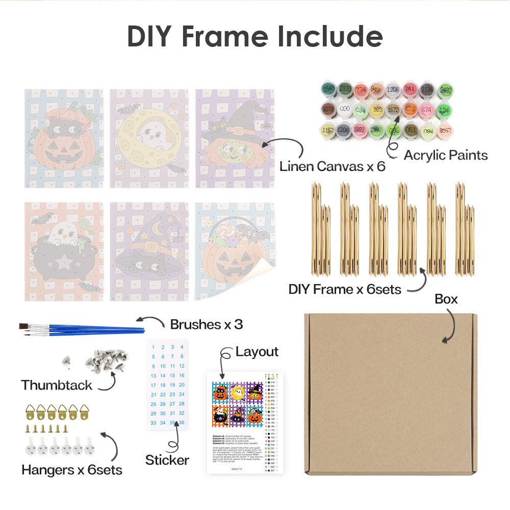 Gingham Check Halloween Cuties mini paint by numbers – image 18