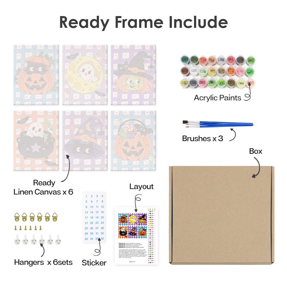 Gingham Check Halloween Cuties mini paint by numbers – image 20