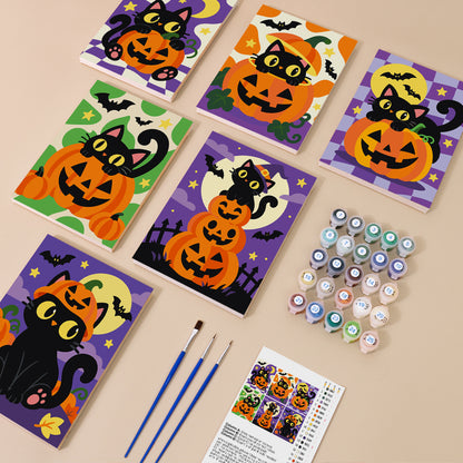 Black Cat and Pumpkin mini paint by numbers – image 1