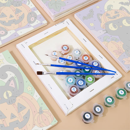 Black Cat and Pumpkin mini paint by numbers – image 2