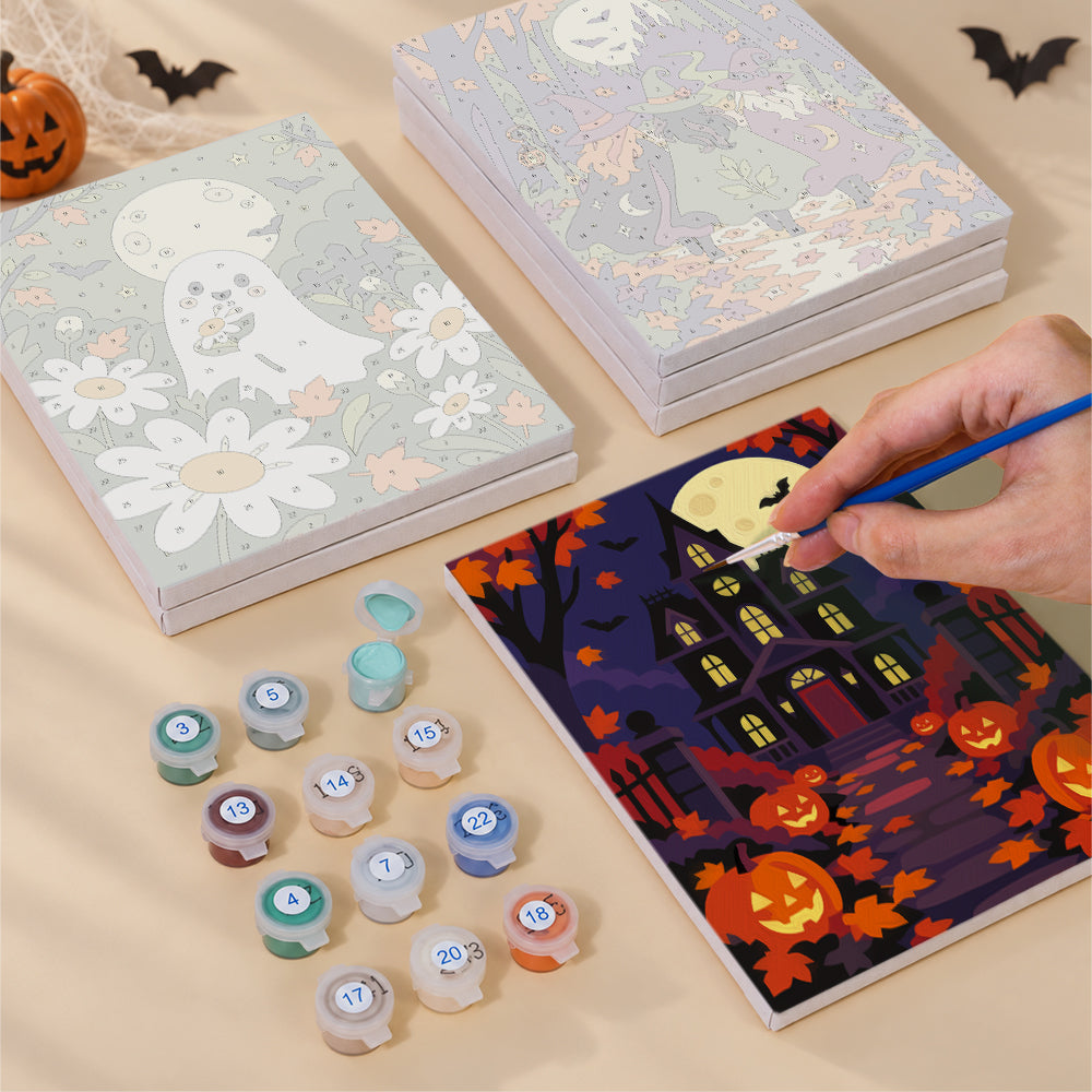 Daisy Ghost and Pumpkin Tower mini paint by numbers – image 4
