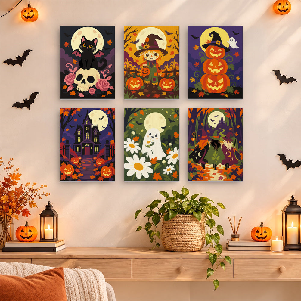 Daisy Ghost and Pumpkin Tower mini paint by numbers – image 14