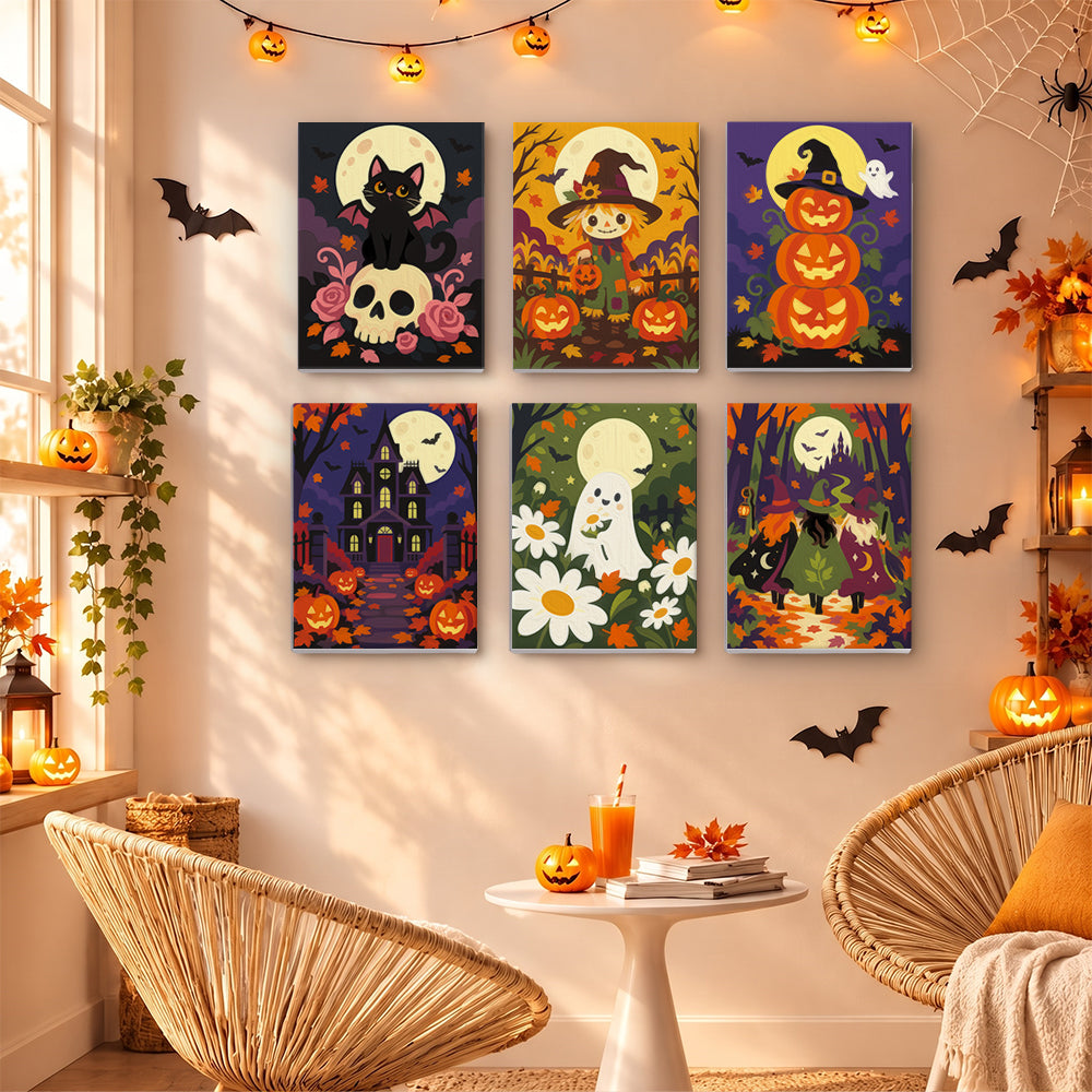 Daisy Ghost and Pumpkin Tower mini paint by numbers – image 16