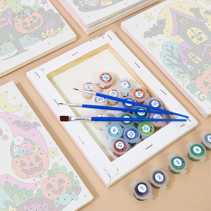 Pink Ghost and Pumpkin Skeleton mini paint by numbers – image 2