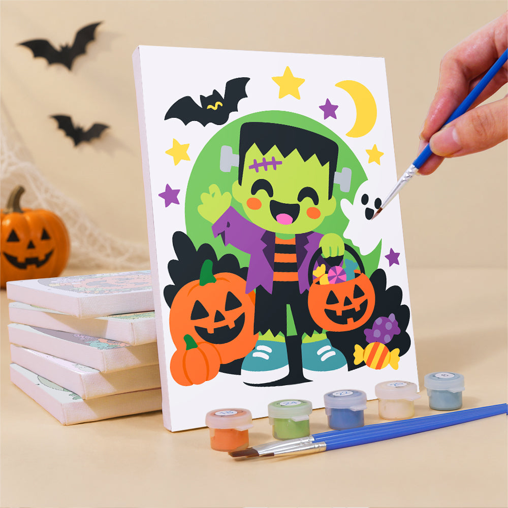 Pink Ghost and Pumpkin Skeleton mini paint by numbers – image 3