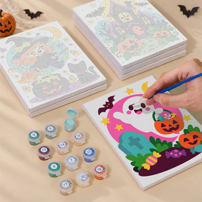 Pink Ghost and Pumpkin Skeleton mini paint by numbers – image 4