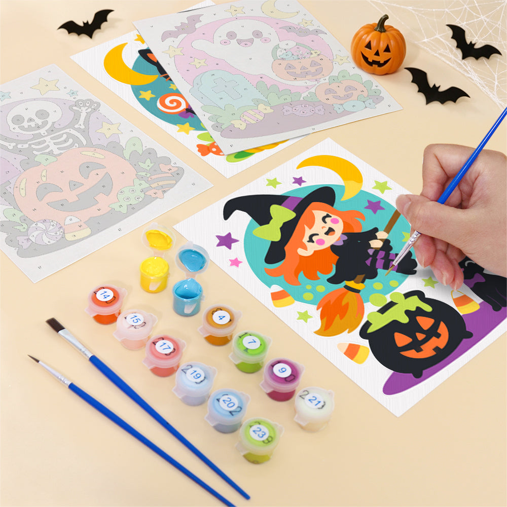 Pink Ghost and Pumpkin Skeleton mini paint by numbers – image 12