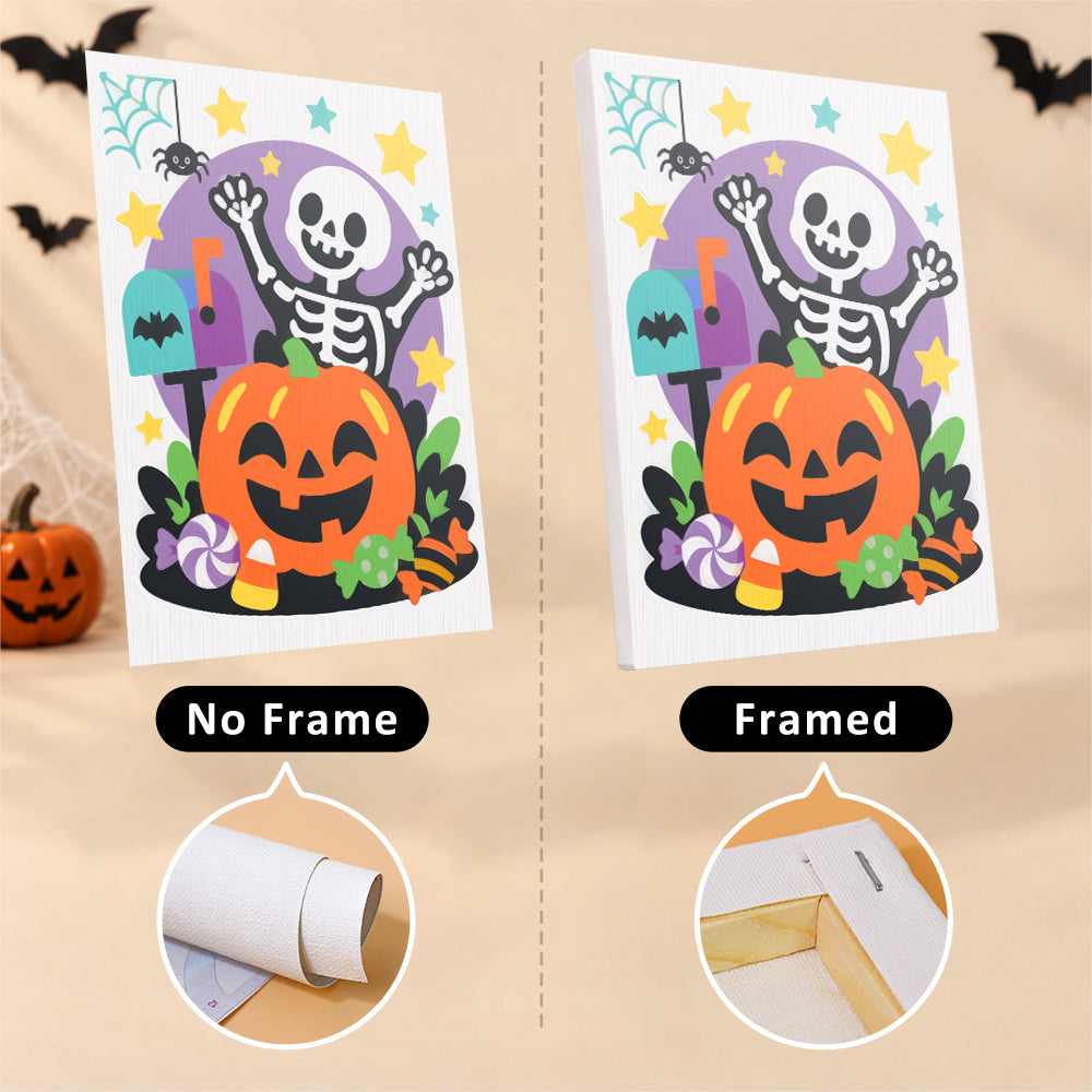 Pink Ghost and Pumpkin Skeleton mini paint by numbers – image 13