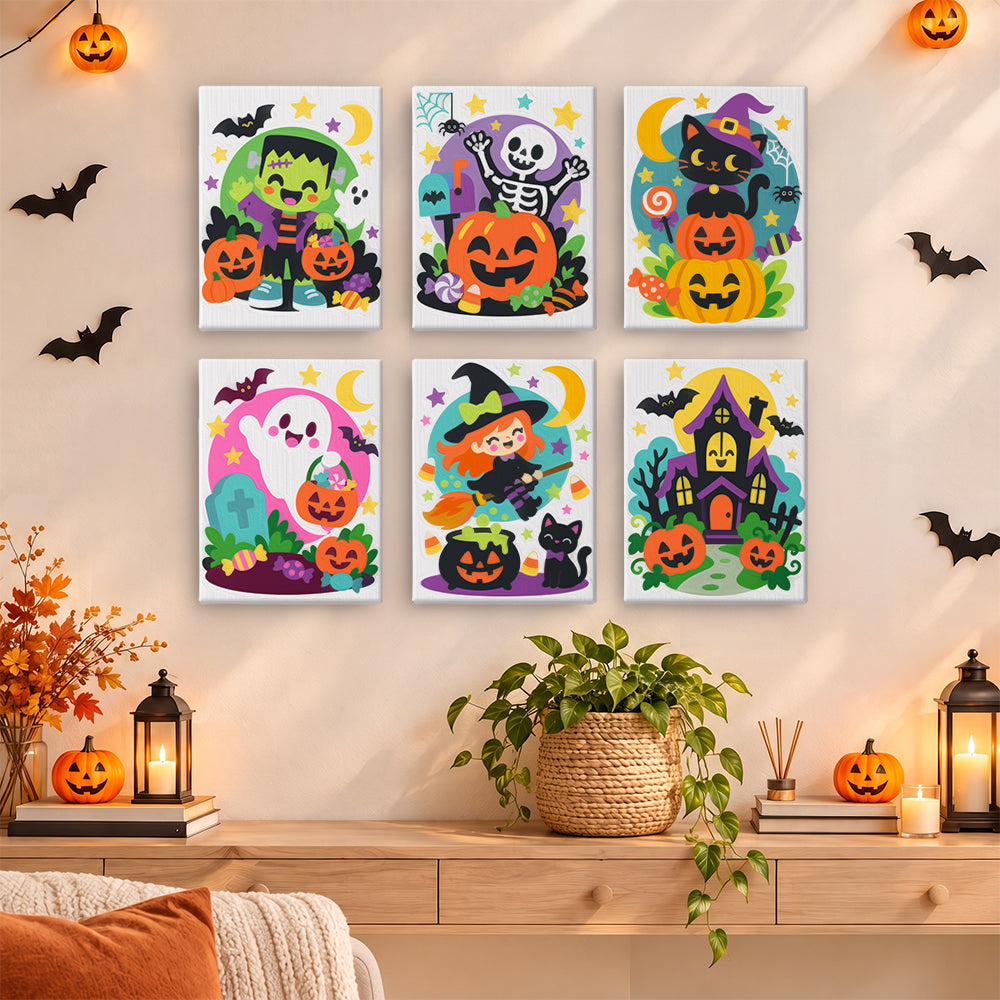 Pink Ghost and Pumpkin Skeleton mini paint by numbers – image 14