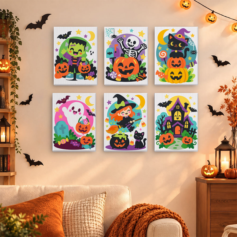 Pink Ghost and Pumpkin Skeleton mini paint by numbers – image 15