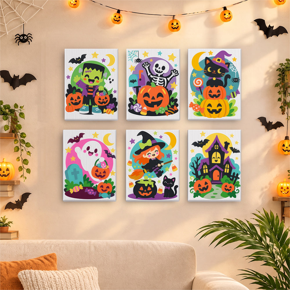 Pink Ghost and Pumpkin Skeleton mini paint by numbers – image 17