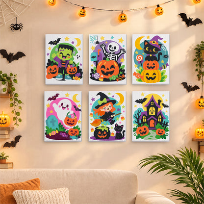 Pink Ghost and Pumpkin Skeleton mini paint by numbers – image 17