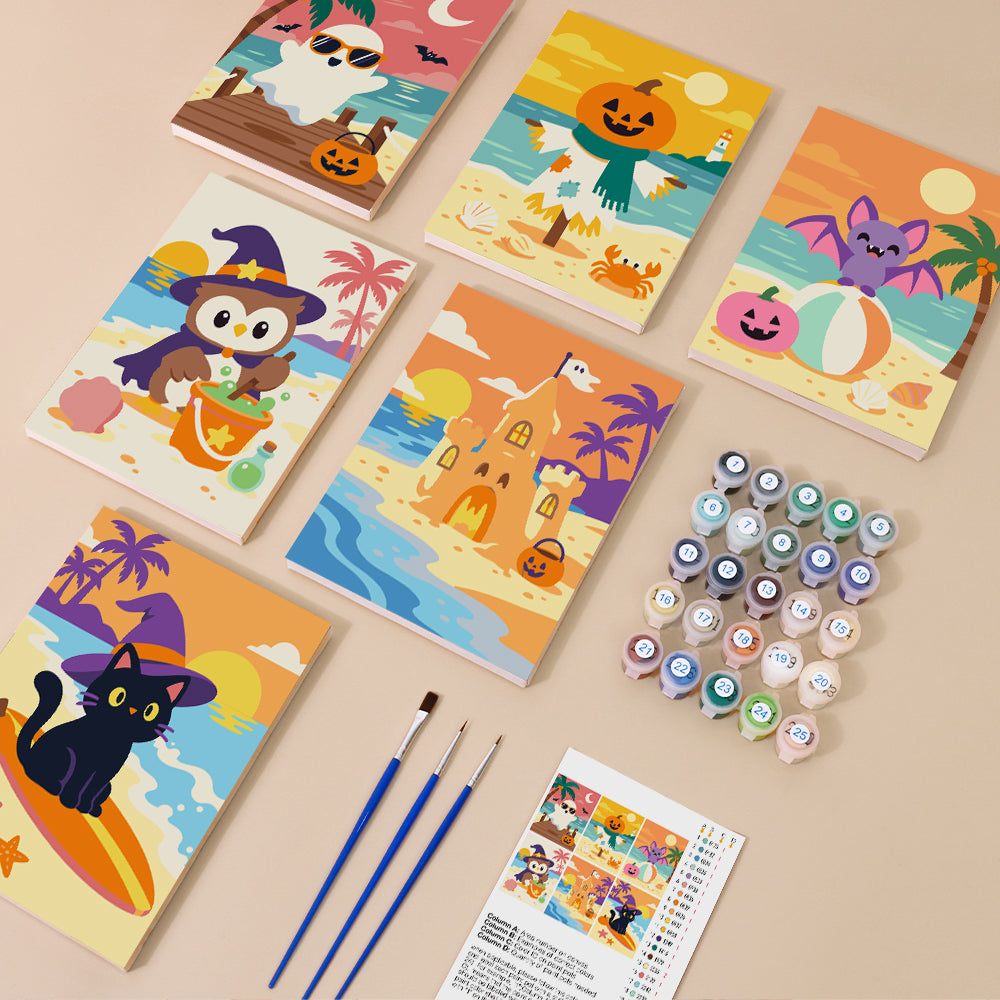 Pastel Halloween Beach mini paint by numbers – image 1