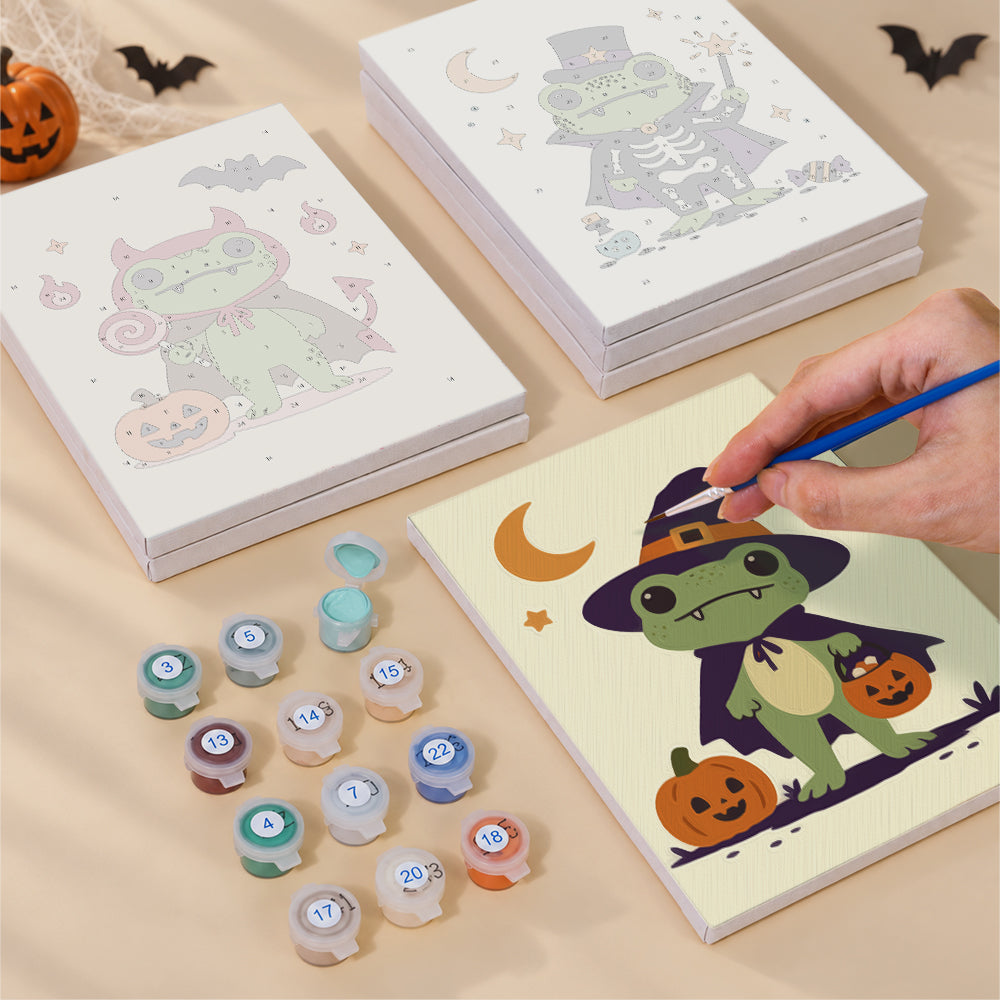 Costumed Halloween Frogs mini paint by numbers – image 4