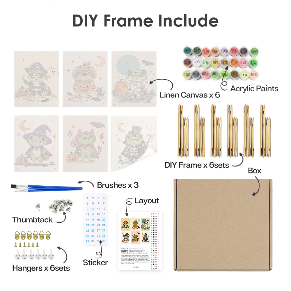 Costumed Halloween Frogs mini paint by numbers – image 18