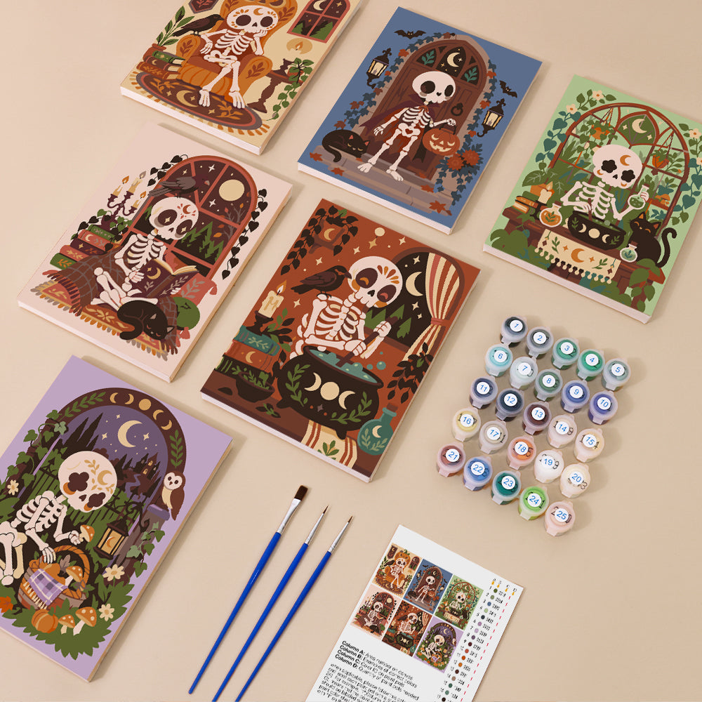 Cozy Folk Art Skeleton mini paint by numbers – image 1