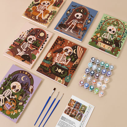 Cozy Folk Art Skeleton mini paint by numbers – image 1