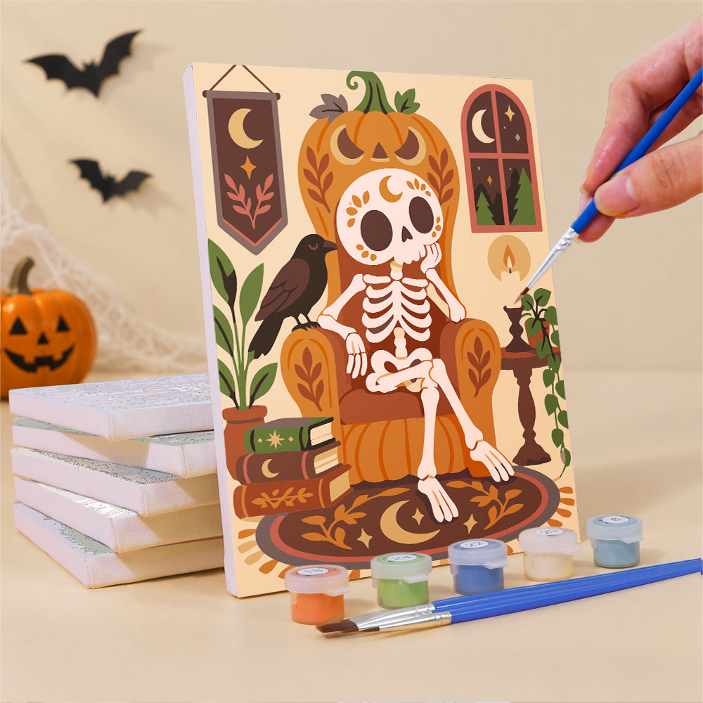Cozy Folk Art Skeleton mini paint by numbers – image 3