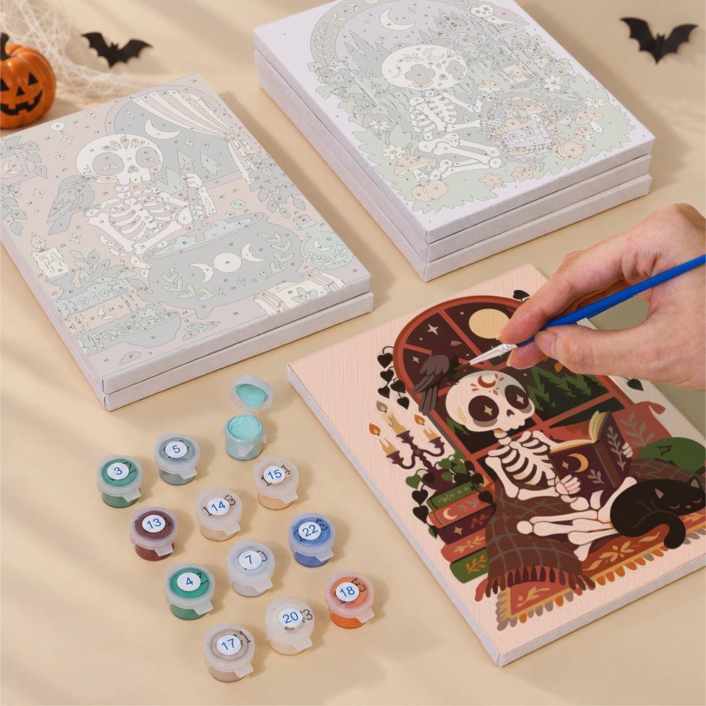 Cozy Folk Art Skeleton mini paint by numbers – image 4