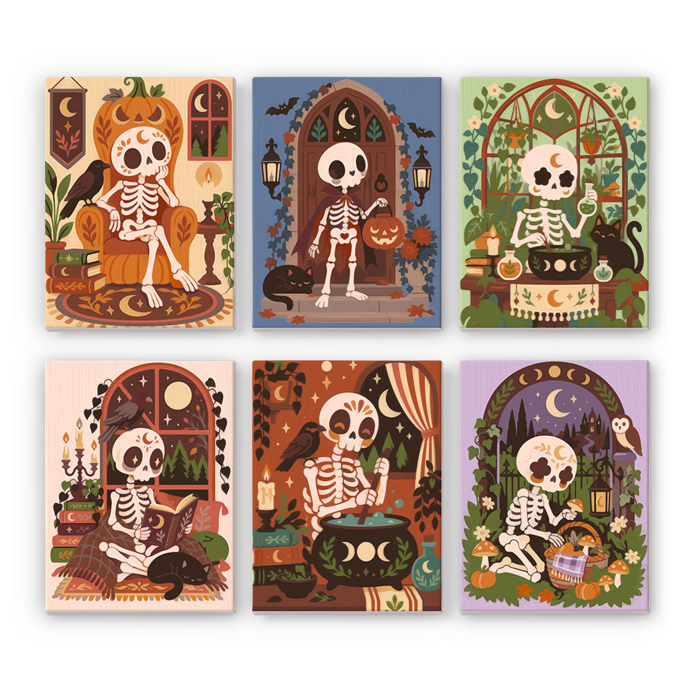 Cozy Folk Art Skeleton mini paint by numbers – image 7