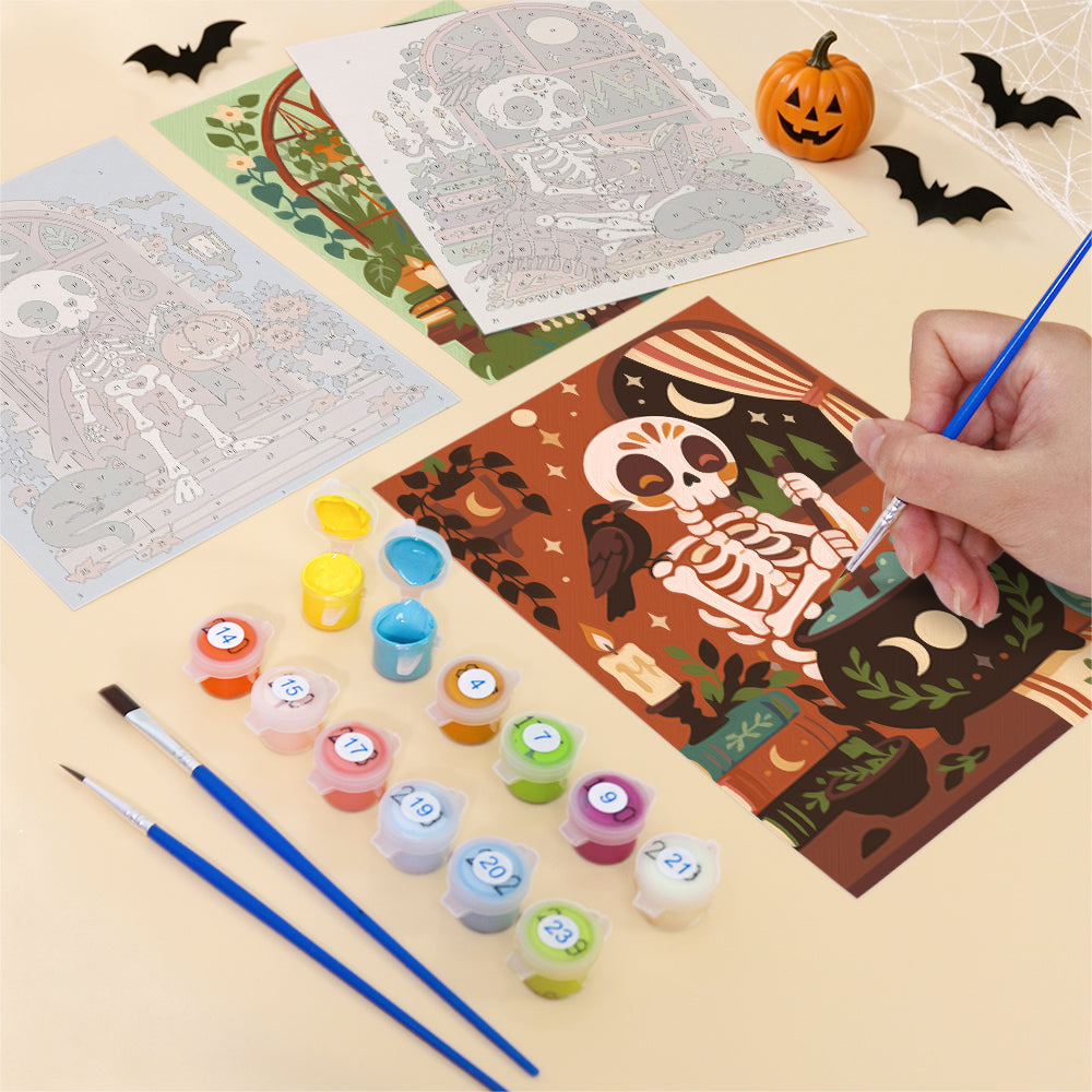 Cozy Folk Art Skeleton mini paint by numbers – image 12