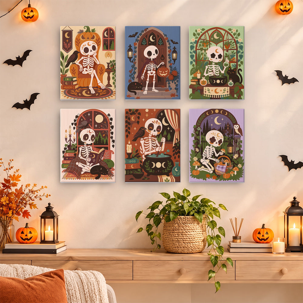 Cozy Folk Art Skeleton mini paint by numbers – image 14
