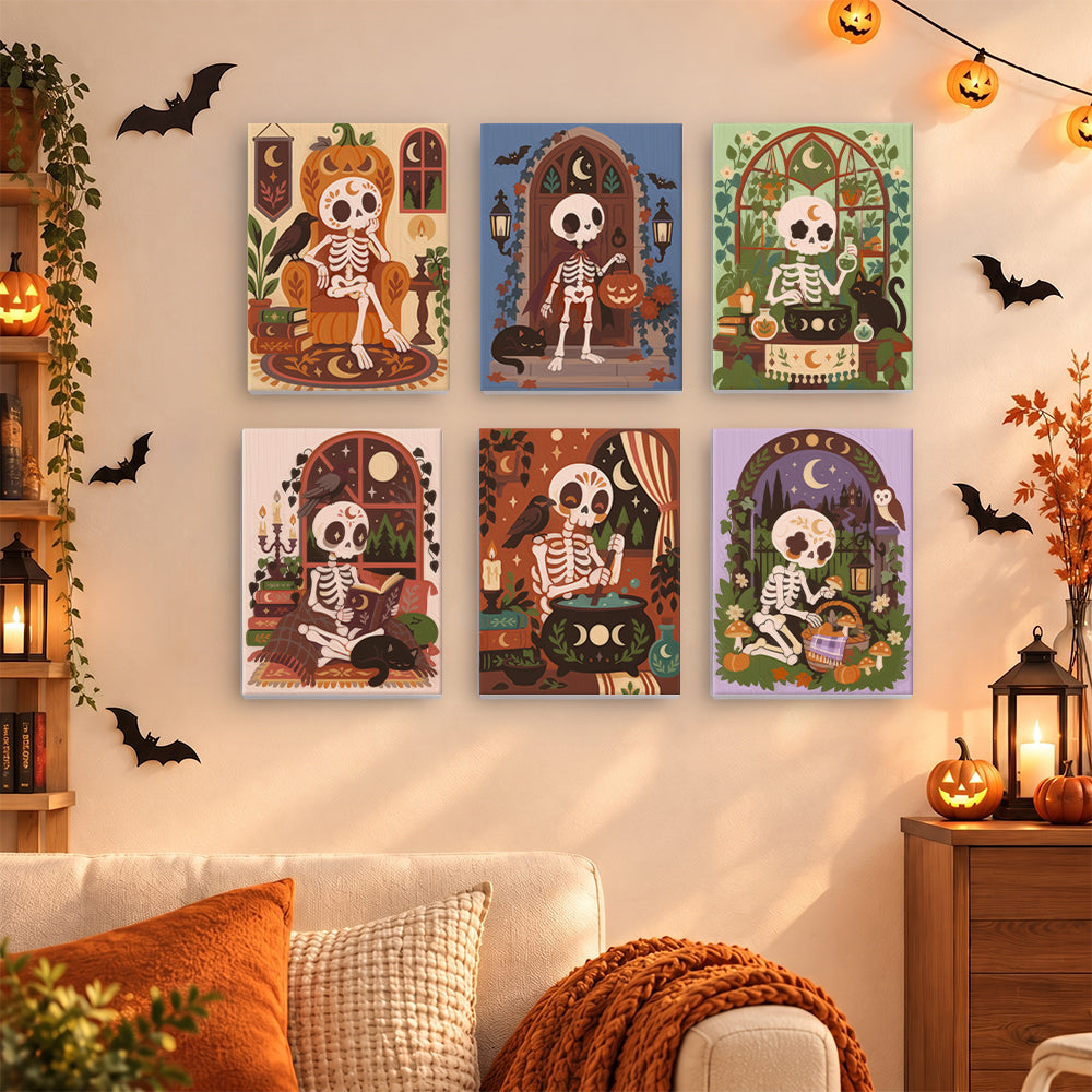 Cozy Folk Art Skeleton mini paint by numbers – image 15