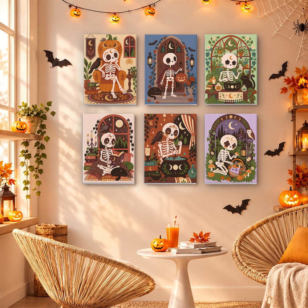 Cozy Folk Art Skeleton mini paint by numbers – image 16