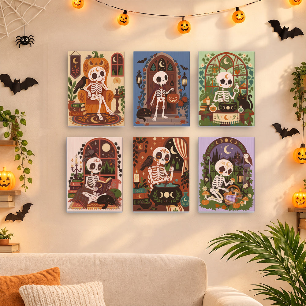 Cozy Folk Art Skeleton mini paint by numbers – image 17