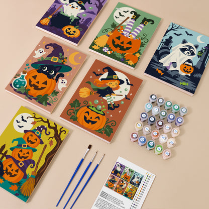 Whimsical Witch and Pumpkin mini paint by numbers – image 1